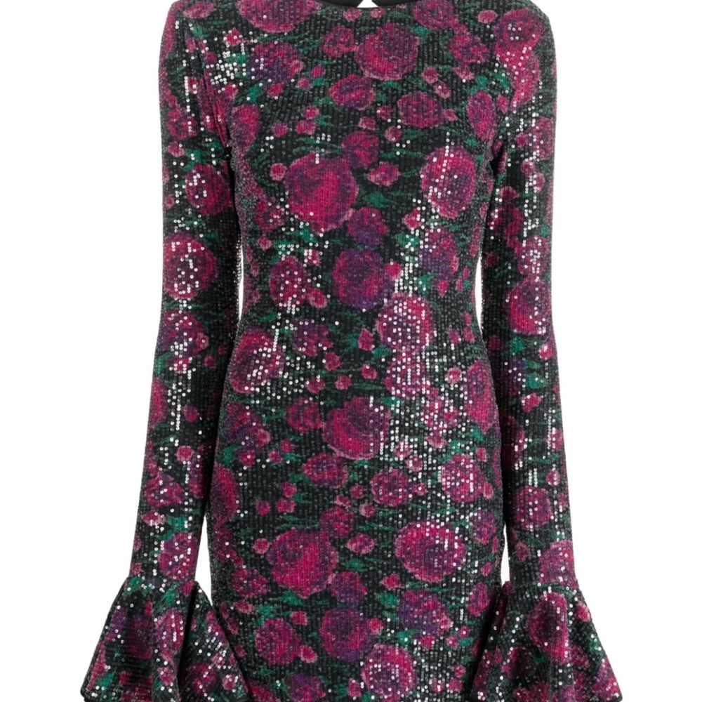 Floral Sequin Long Sleeve Dress